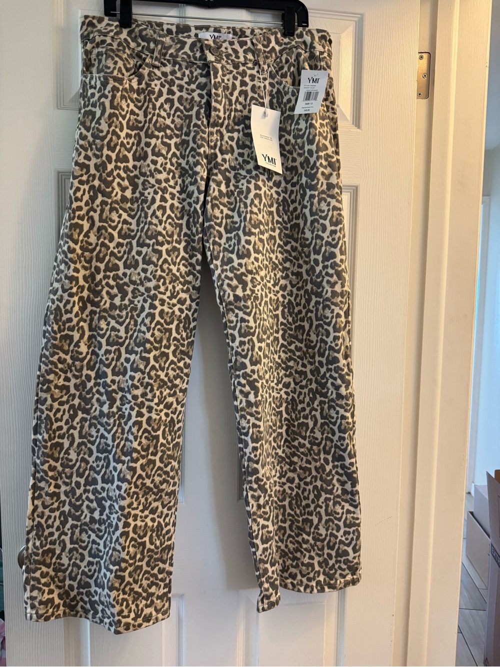YMI Light Leopard Print Pants in Beige and Black